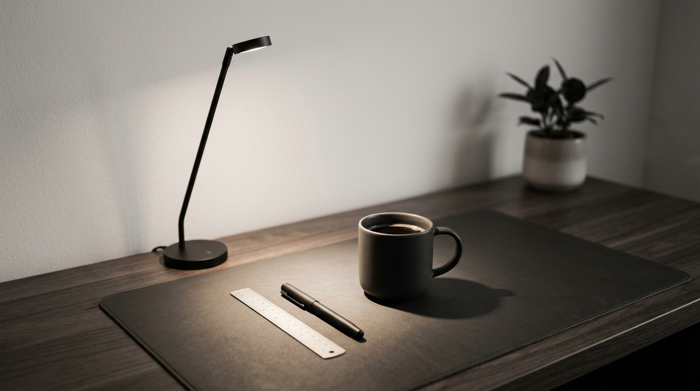Meticulously arranged minimalist workstation corner